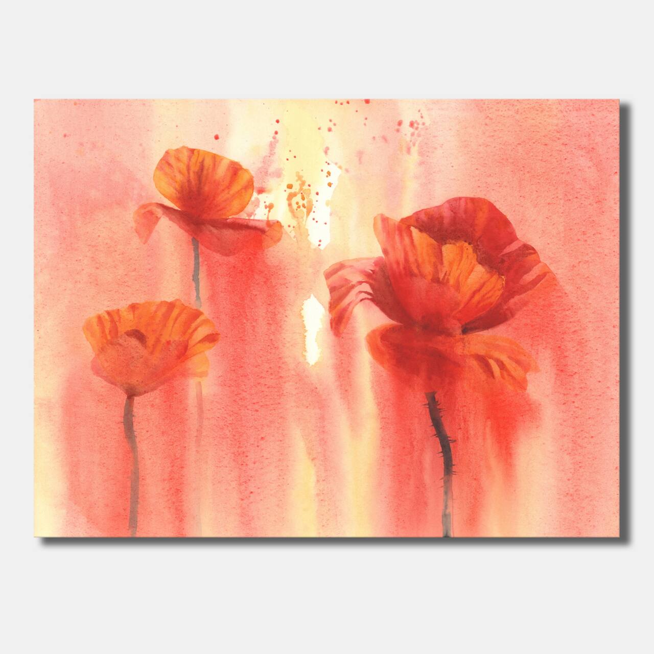 Designart - Poppy Flower Fields Forever II - Farmhouse Canvas Wall Art Print